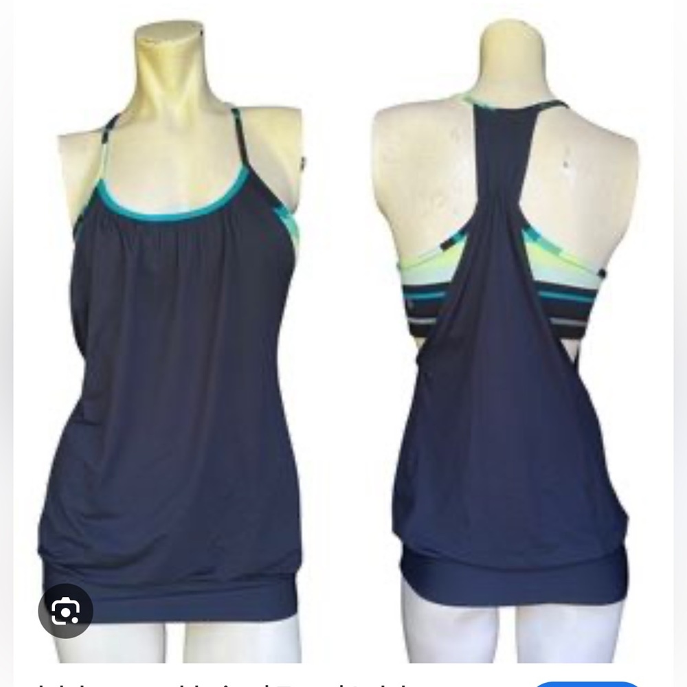 Lululemon Black and Teal Sports Bra/Tank - Picture 1 of 8